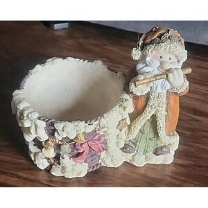 Christmas Resin Planter Candy Bowl Old World Santa Dept 65 Vintage Candle